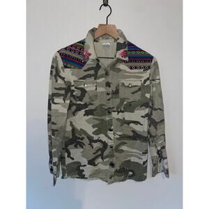 Girls Disney Button Up Shirt Disney Signed Camo Multicolor Top Kid's Youth XL